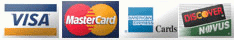 Visa, MC, Amex and Discover Accepted.